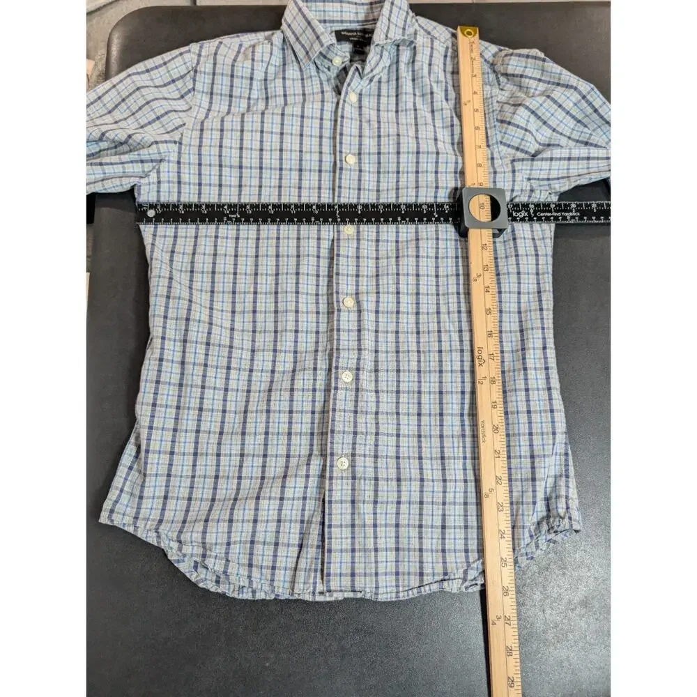 Banana Republic Men's Small Plaid Non Iron Tailored Dress Shirt Slim 100% Cotton
